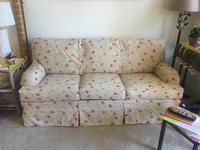 custom floral slipcover for couch