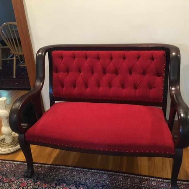 reupholstered red bench
