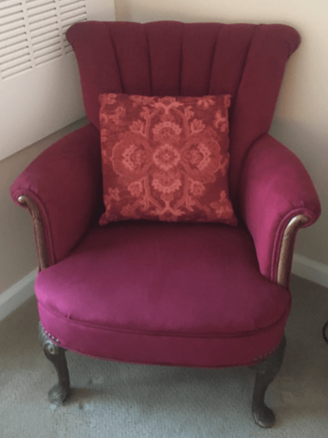 custom reupholstered red marchin chair
