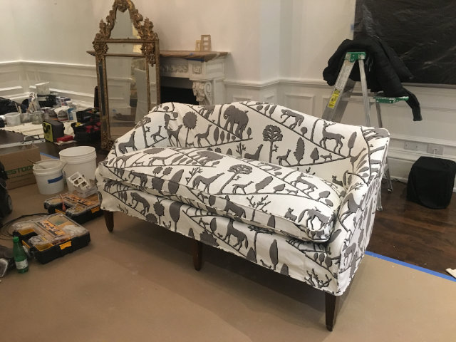 reupholstered safari sofa