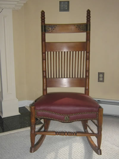 Upholstered Antique Rocker Leather Upholstered Rocker