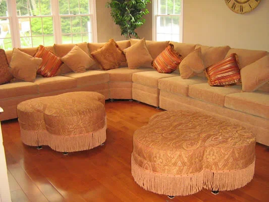 Modern reupholstered sectional.