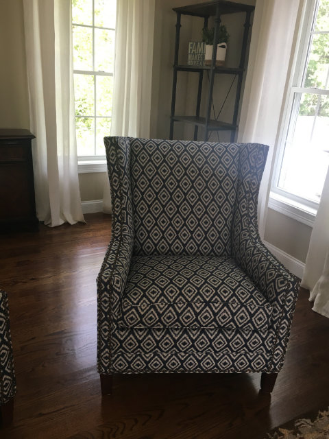 patterned upholstered chair